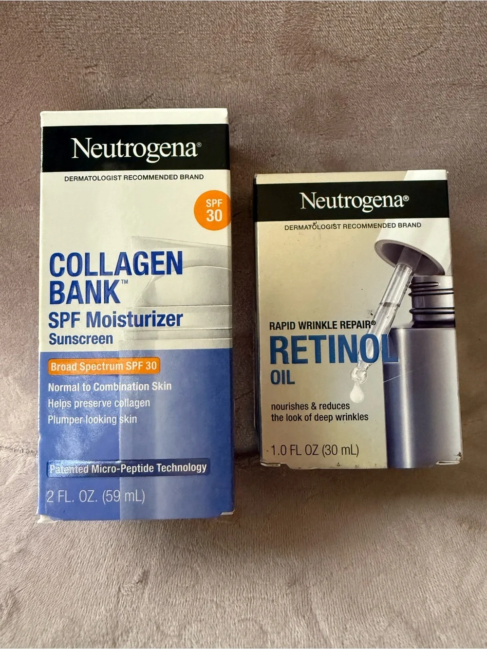 Neutrogena Collagen Bank SPF 30 Moisturizer & Retinol Oil – Blue/White